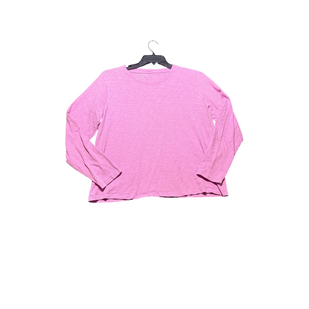 J.Crew Girlfriend Tee Women XL Pink Excellent Slub Cotton Long‎ Sleeve Crew Neck